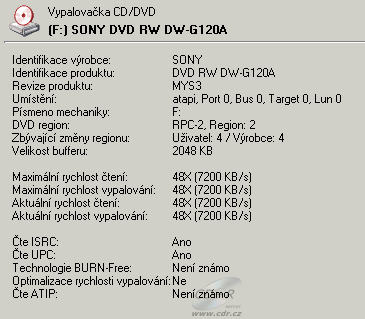 Sony DW-G120A - Alcohol 120%