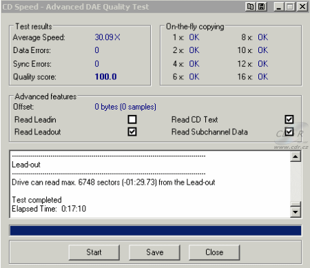 Plextor PX-755A - CDspeed Advanced DAE speed test