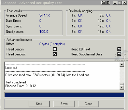 LiteOn SHM-165P6S - CDspeed Advanced DAE Quality Test