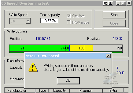 LiteOn SHM-165P6S - CDspeed overburn