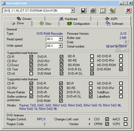 LG GSA-H10N - Nero InfoTool