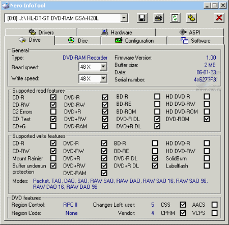 LG GSA-H20L - Nero InfoTool