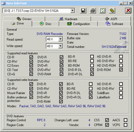 Samsung SH-S162A - Nero InfoTool