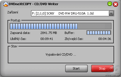 DVDneXtCopy vypalování