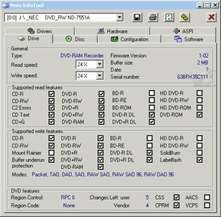 NEC ND-7551A - Nero InfoTool