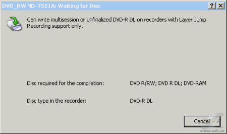 NEC ND-7551A - Nero zápis DVD-R DL layer jump