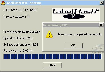 NEC ND-7551A - Nero vypálení LabelFlash