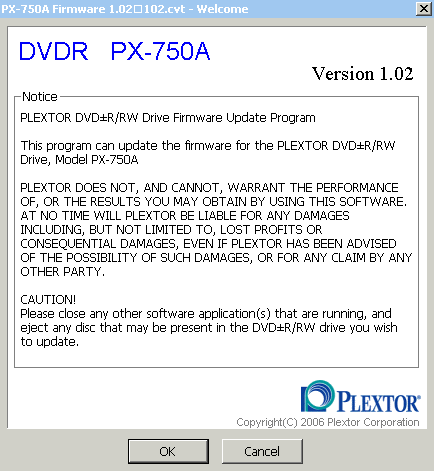 Plextor PX-750A - firmware