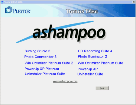 Plextor PX-750A - DVD-ROM bonus disc Ashampoo