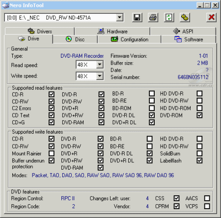 NEC ND-4571A - Nero InfoTool