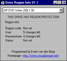 HP dvd200i - region ještě nenastavený