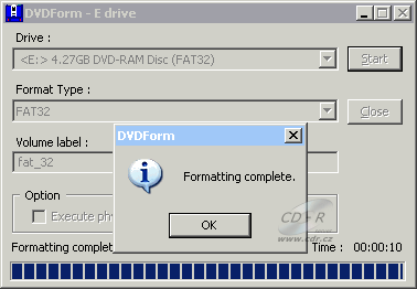 BenQ DW1670 - DVDForm formát FAT 32