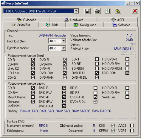 Optiarc AD-7170A - Nero InfoTool