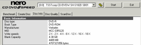 Samsung SH-S182D - DVD-R 16× medium info