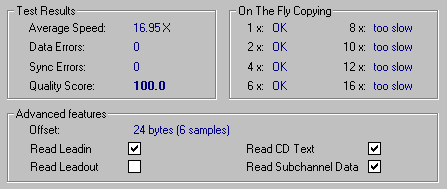 CDSpeed: Advanced DAE test s CD-RW