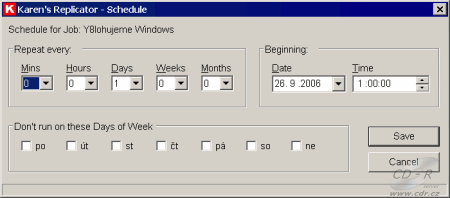 Karen's Replicator - job schedule