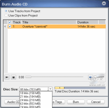 Creator 9 Sound Editor - burn audio