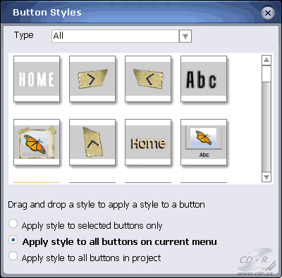 Creator 9 MyDVD - styly tlačítek