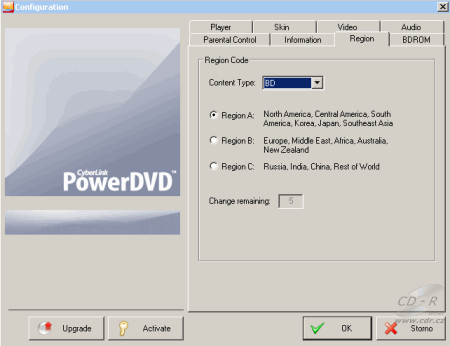 Sony BWU-100A - software CyberLink PowerDVD BD region