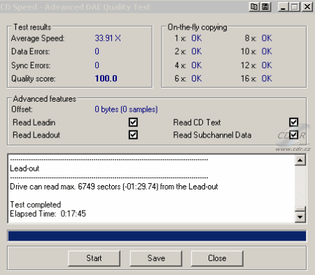 Teac DV-W516GDM - CDspeed Advanced DAE speed test