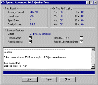 LiteOn LTR-48125W Advanced DAE speed test