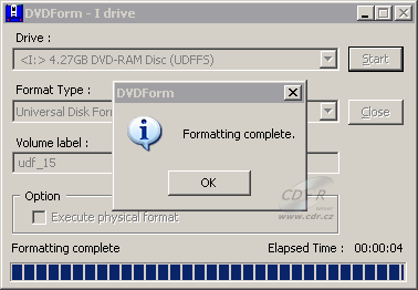 ASUS DRW-1608P3S - DVDForm formát UDF 1.50