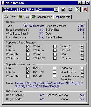 LiteOn LTR-48125W Nero InfoTool s firmwarem VS06