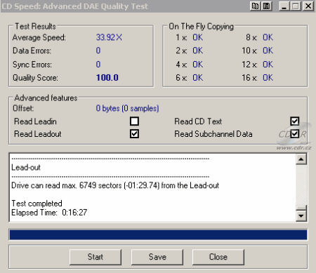 LiteOn LH-18A1H - CDspeed Advanced DAE speed test