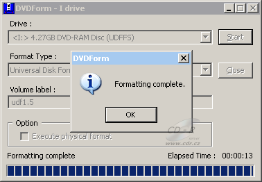 LiteOn LH-18A1H - DVDForm formát UDF 1.50