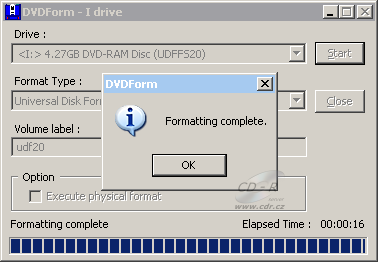 LiteOn LH-18A1H - DVDForm formát UDF 2.00