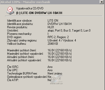 LiteOn LH-18A1H - Alcohol 120%