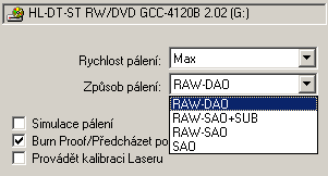 LG GCC-4120B - CloneCD druhy zápisu