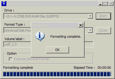 Optiarc AD-7170S - DVDForm formát UDF 1.50 12×