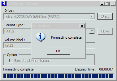 Optiarc AD-7170S - DVDForm formát FAT 32 12×