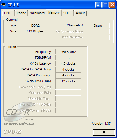 Screenshot programu CPU-Z