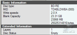 LiteOn LH-2B1S - CDspeed BD-RE medium info