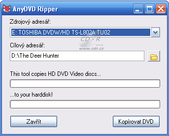 AnyDVD HD - Rip HD DVD na HDD cílový adresář