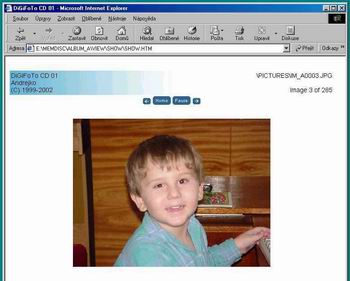 HP Memories Disc - HTML prohlížení - jedna fotka