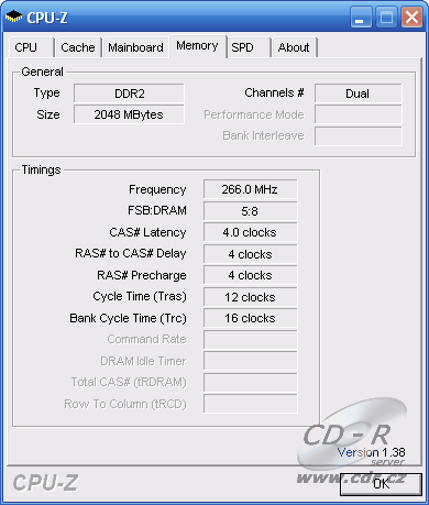 Screenshot programu CPU-Z