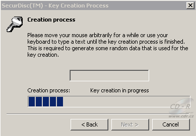 SecurDisc - vytváření digitálního klíče