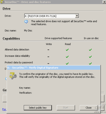 SecurDisc - vyžádání veřejného klíče