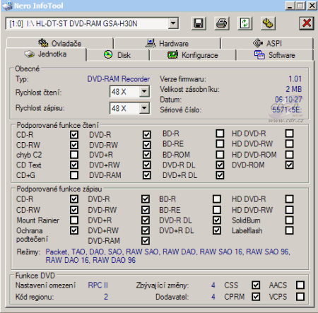 LG GSA-H30N - Nero InfoTool