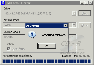 Formátování FAT32 v DVDForm