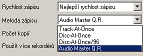 Nero AMQR Možnosti zápisu