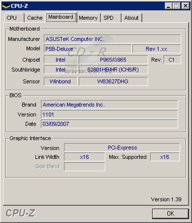 CPU-Z: Základní deska ASUS P5B Deluxe