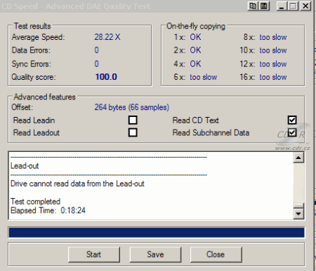 Pioneer DVR-212 - CDspeed Advanced DAE speed test