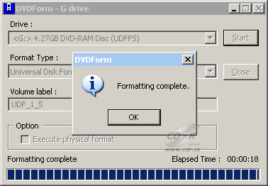 Optiarc BD-M100A - DVDForm formát UDF 1.50