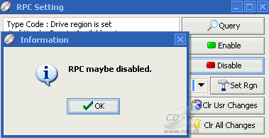 HP dvd-1040e - RPC disabled