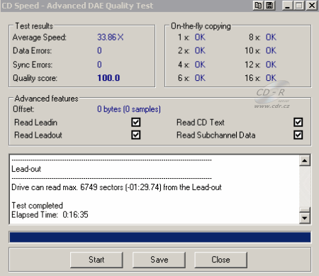 HP dvd-1040e - CDspeed Advanced DAE speed test