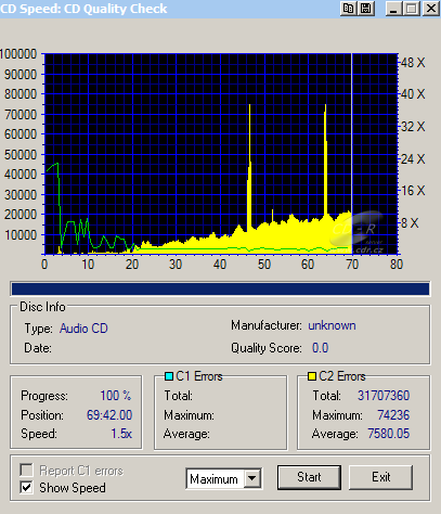 HP dvd-1040e - CDspeed CD quality check